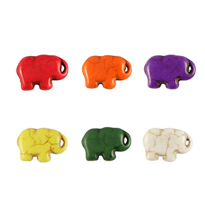 Pierres naturelles perles howlite &eacute;l&eacute;phant Multicolore