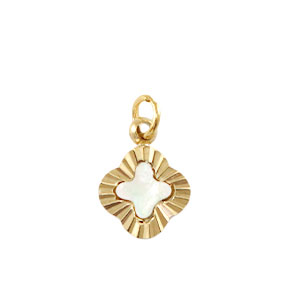 Breloques en acier Inox coquille tr&egrave;fle Dor&eacute;-blanc (couleur naturelle)