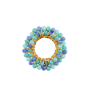 Breloques en acier Inox perles &agrave; facettes 24mm Bleu-dor&eacute;