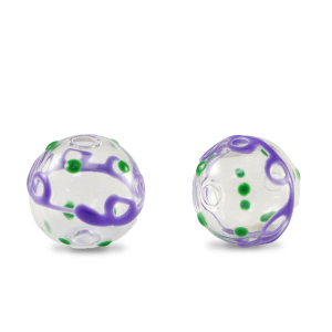 Perles en verre peintes &agrave; la main 14mm Transparent-violet vert