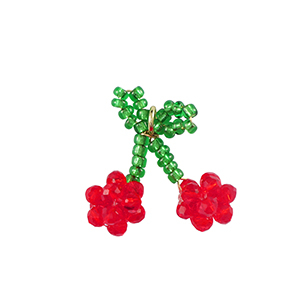Pendentifs facett&eacute;es cerises Dor&eacute;-rouge vert