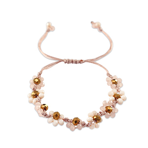 Bracelet perles &agrave; facettes fleur Rose multicolore-marron topaze