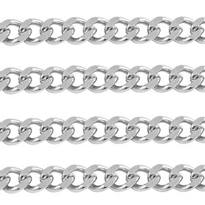 Appr&ecirc;ts en acier Inox cha&icirc;ne maille jaseron gourmette Argent&eacute;