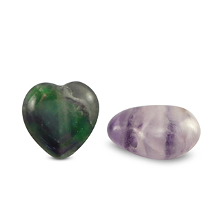 Pierres naturelles Fluorine  coeur Violet-vert blanc