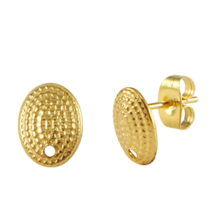 Boucles d'oreilles puces en acier Inox Dor&eacute;