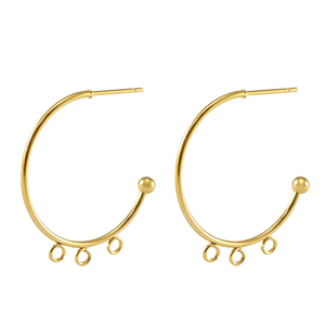 Boucles d'oreilles puces en acier Inox cr&eacute;oles Dor&eacute;