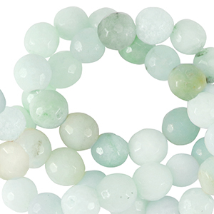 Pierres naturelles Calc&eacute;doine (Quartz) 4mm facett&eacute;es Bleu turquoise