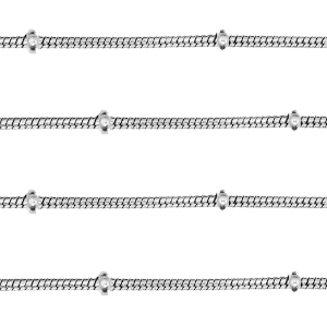 Appr&ecirc;ts en acier inox cha&icirc;ne maille jaseron boule Argent&eacute;
