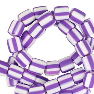 Perles en polym&egrave;re 6mm Blanc-violet