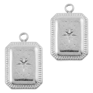 Breloques en acier Inox &eacute;toile Argent&eacute;