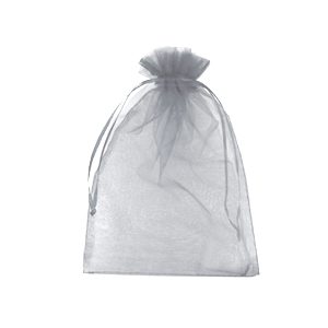 Sachet &agrave; bijoux en organza 10x12cm Gris clair