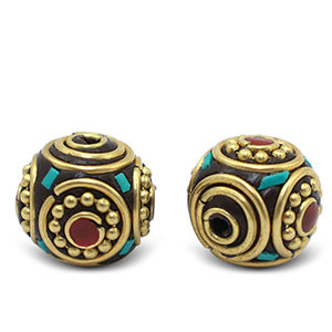 Perles boh&egrave;mes Turquoise-rouge dor&eacute; antique