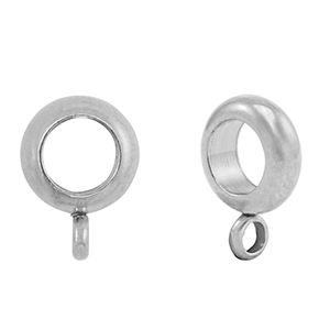Perles en acier Inox disque avec anneau Argent&eacute;