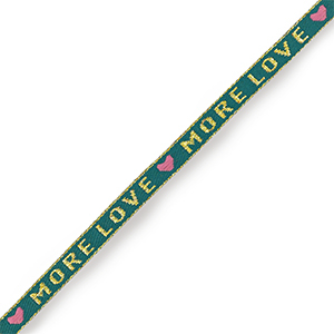 Ruban texte "more love" Bleu sarcelle-dor&eacute;