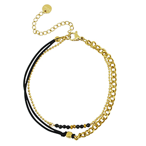 Bracelets en acier Inox duo rangs Dor&eacute;-noir