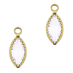 Pendentifs en verre Crystal Glass ovale Lilas clair-dor&eacute;