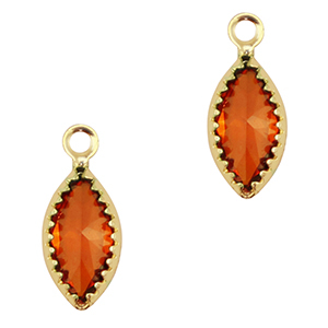 Pendentifs en verre Crystal Glass ovale Rouge-dor&eacute;