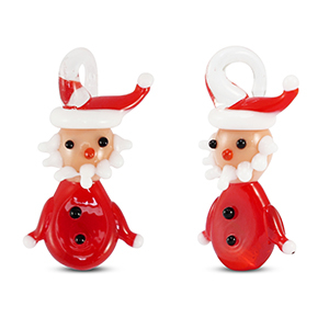 Breloques en verre P&egrave;re No&euml;l Rouge-blanc