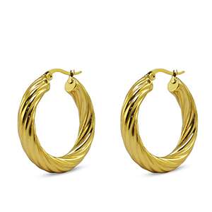Boucles d'oreilles en acier Inox cr&eacute;oles Dor&eacute;