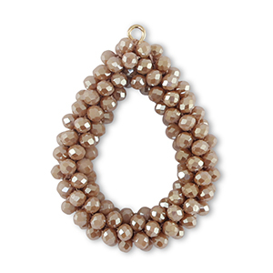 Boucles pendentifs facett&eacute;es goutte Marron Taupe