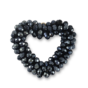 Boucles pendentifs facett&eacute;es coeur bleu nuit