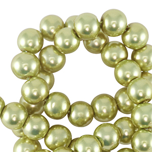 Perles en verre cir&eacute;es 8mm Verte olive clair