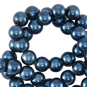 Perles en verre cir&eacute;es 8mm Bleu fonc&eacute;