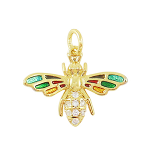 M&eacute;tal TQ laiton breloques zirconium Abeille Dor&eacute;