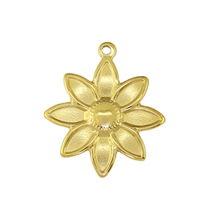 Breloques en acier Inox fleur Dor&eacute;