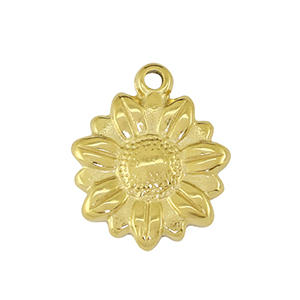 Breloques en acier Inox tournesol Dor&eacute;