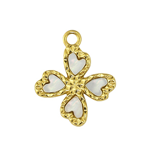 Breloques en acier Inox fleur Dor&eacute;