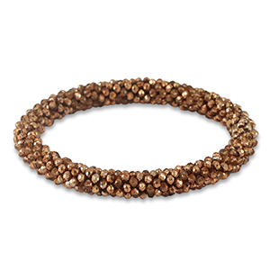 Bracelet perles &agrave; facettes marron cuivre