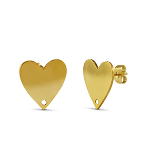 Boucles d'oreilles en acier Inox coeur Dor&eacute;