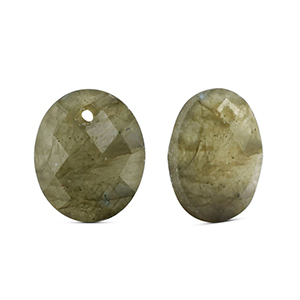Breloque en pierre naturelle Verre ovale Light gray