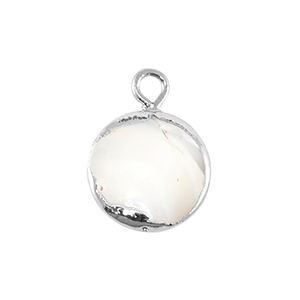 BQ Perles d'eau douce breloque rond Argent&eacute;-Blanc naturel