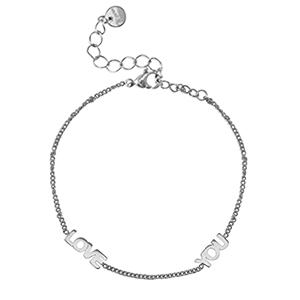 Bracelets en acier Inox ''LOVE YOU'' Argent&eacute;