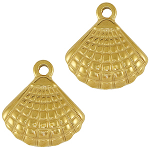 Breloques en acier Inox coquille Dor&eacute;