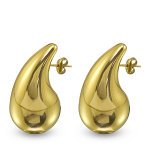 Boucles d'oreilles / puces en acier Inox goutte Dor&eacute;