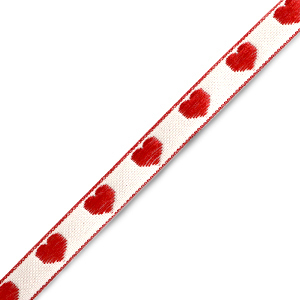 Ruban texte c&oelig;urs Blanc-rouge
