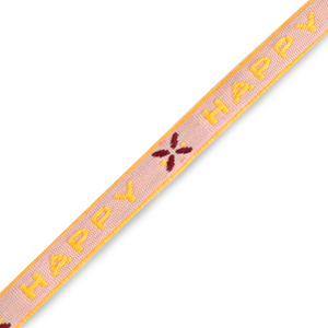 Ruban texte "happy" Rose-jaune