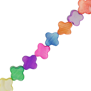 Perles coquillage tr&egrave;fle Multicolore