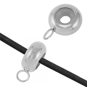 Appr&ecirc;ts en acier Inox perles stoppeur avec anneau Argent&eacute;
