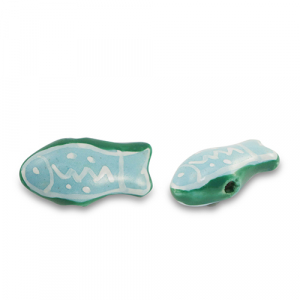 Perles en c&eacute;ramique poisson Bleu-vert