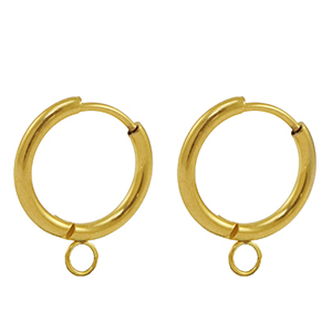 Boucles d'oreilles en acier Inox cr&eacute;oles 18mm Dor&eacute;