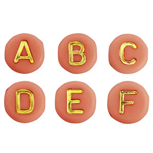 Perles lettres acryliques m&eacute;lang&eacute;es Orange p&ecirc;che-dor&eacute;