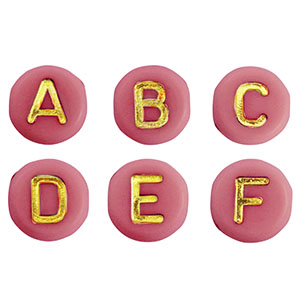 Perles lettres acryliques m&eacute;lang&eacute;es Rose-dor&eacute;