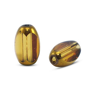 Perles en verre ovale &agrave; facettes Jaune transparent-dor&eacute;