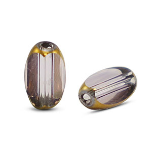Perles en verre ovale &agrave; facettes Lilas transparent-dor&eacute;