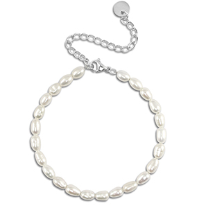 Bracelets en acier inox perles Argent&eacute;
