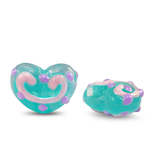Perles acryliques coeur Vert-violet